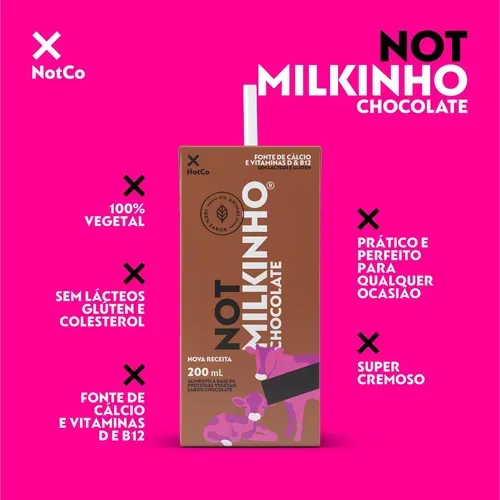 Kit 15x Bebida Vegetal Notco Notmilkinho Chocolate 200ml - R$ 2,48 Cada